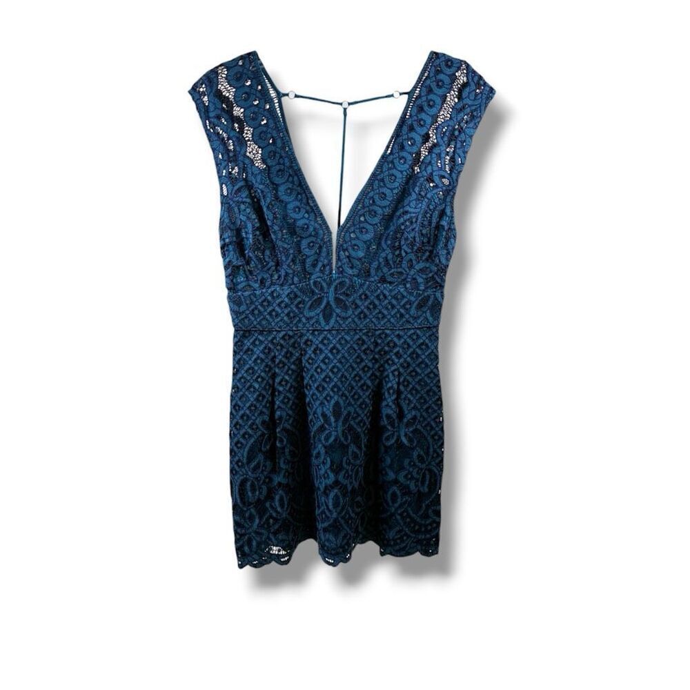 Free People One Million Lovers Lace Mini Dress in Sapphire Size 4